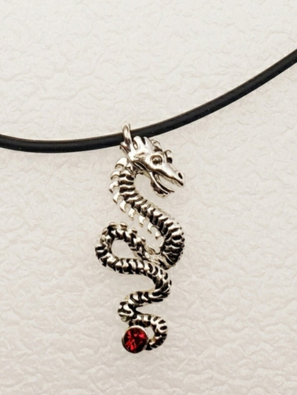 Chinese Coiled Dragon Rhinestone Necklace